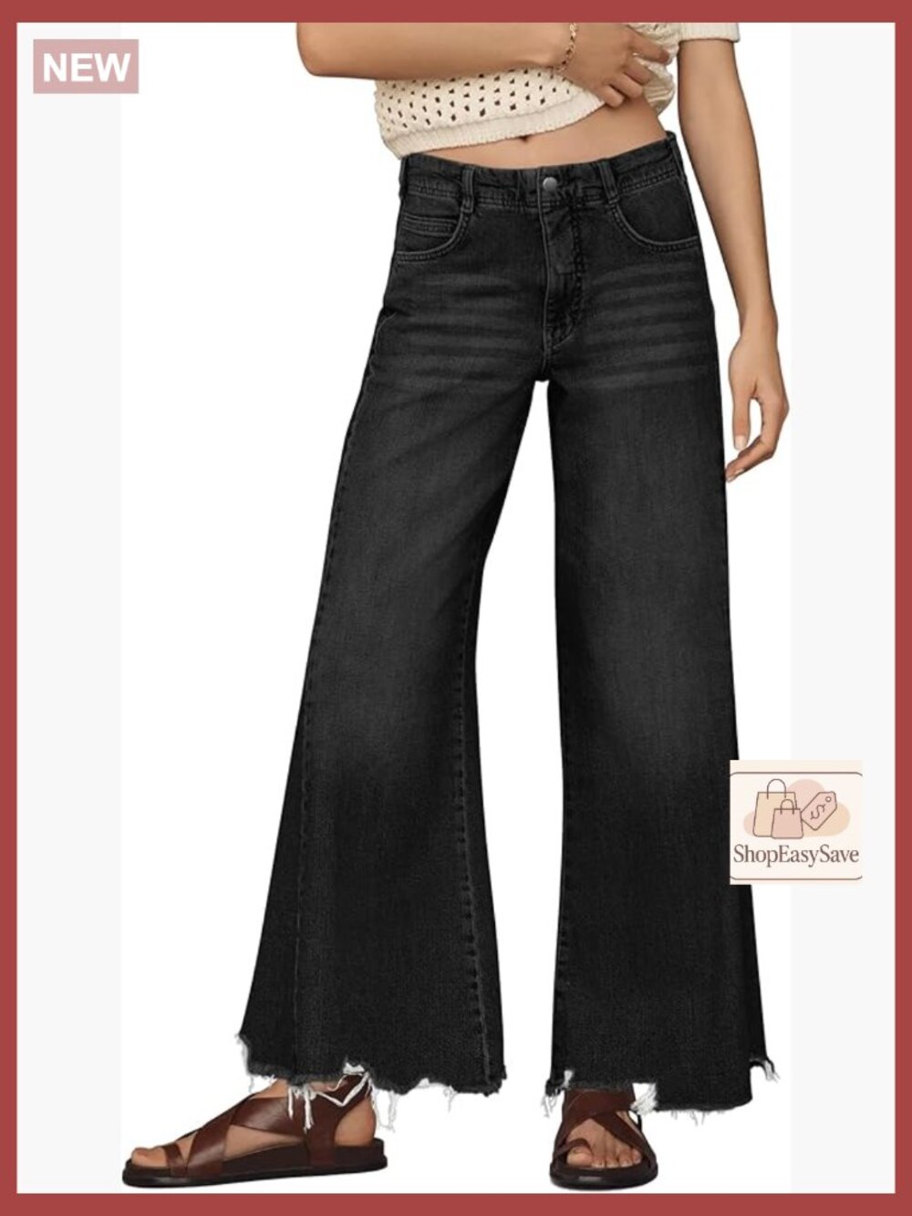 Wide Leg Baggy Jeans Mid Rise Loose Flare with Frayed Hem Stretchy Y2K
